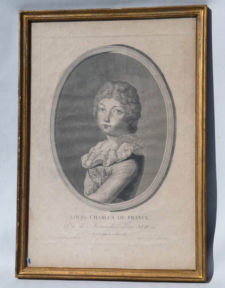Portrait du Dauphin Louis Charles De France , Louis XVII , Fils de Marie Antoinette Gravure -photo-2