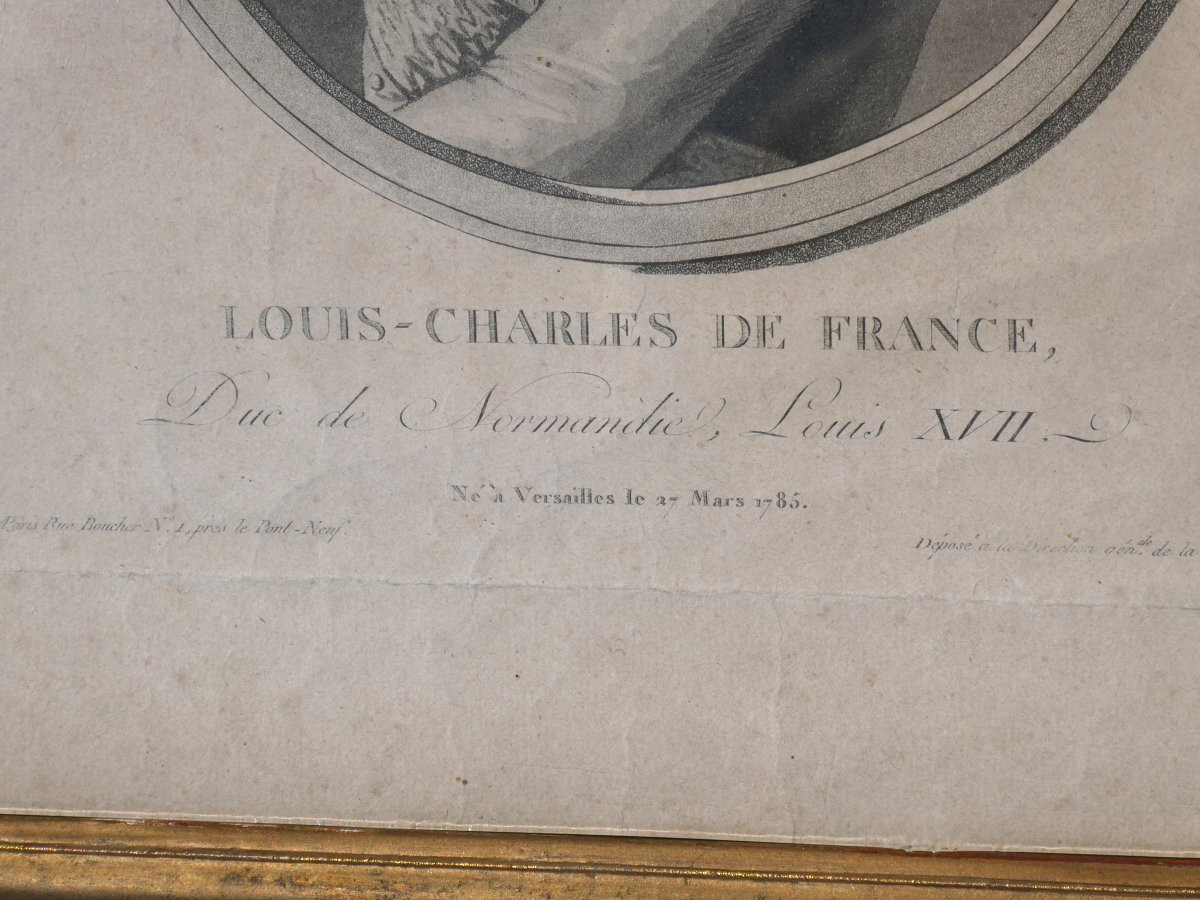 Portrait du Dauphin Louis Charles De France , Louis XVII , Fils de Marie Antoinette Gravure -photo-3