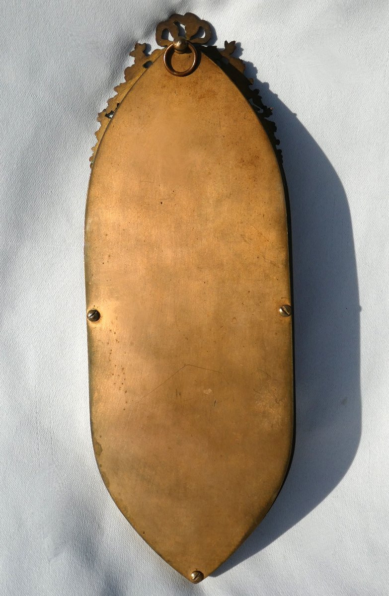 Benitier Mural époque Napoléon III , Porcelaine De Limoges Peinte , Vierge Marie , Bronze Doré -photo-5