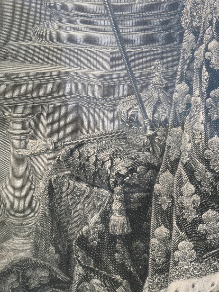 Grande Gravure Epoque XVIIIe , Louis XVI En Habit De Sacre , Souvenir Historique , Royauté-photo-6