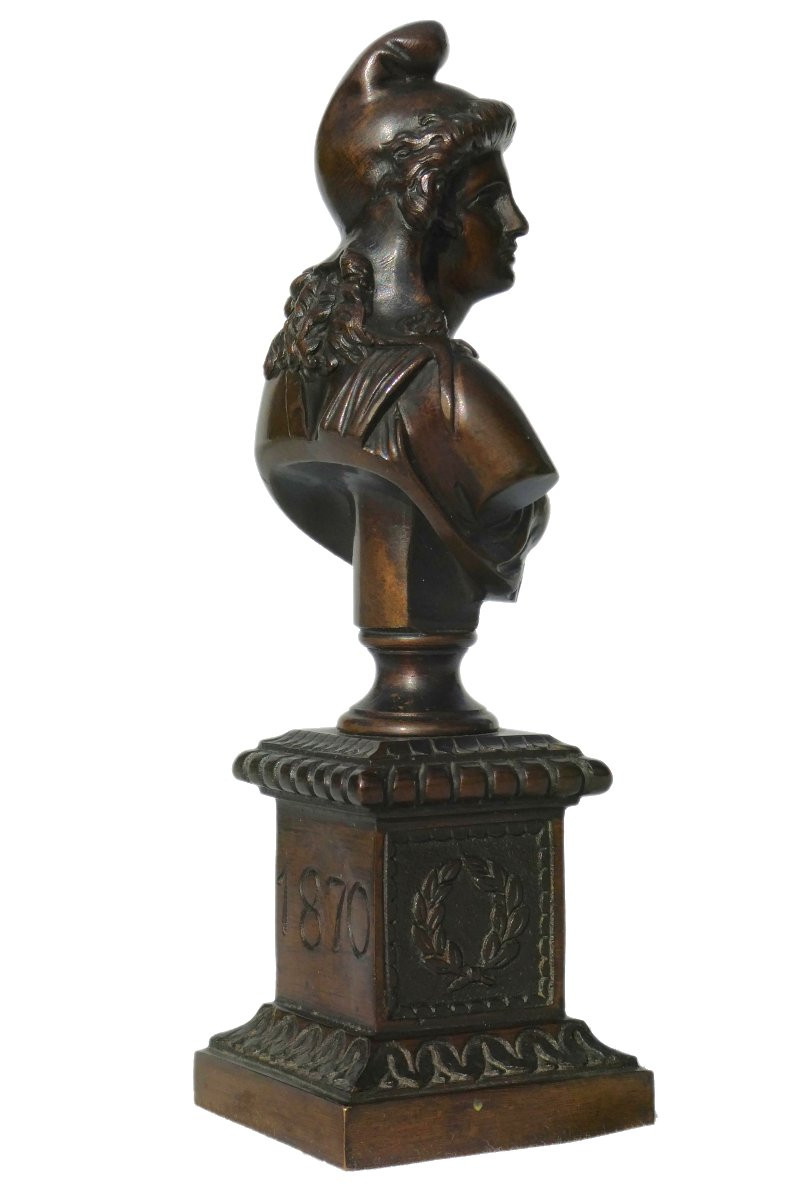 Buste De Marianne En Bronze Patiné , IIIe Republique , 1870 , XIXe , Bonnet Phrygien-photo-4