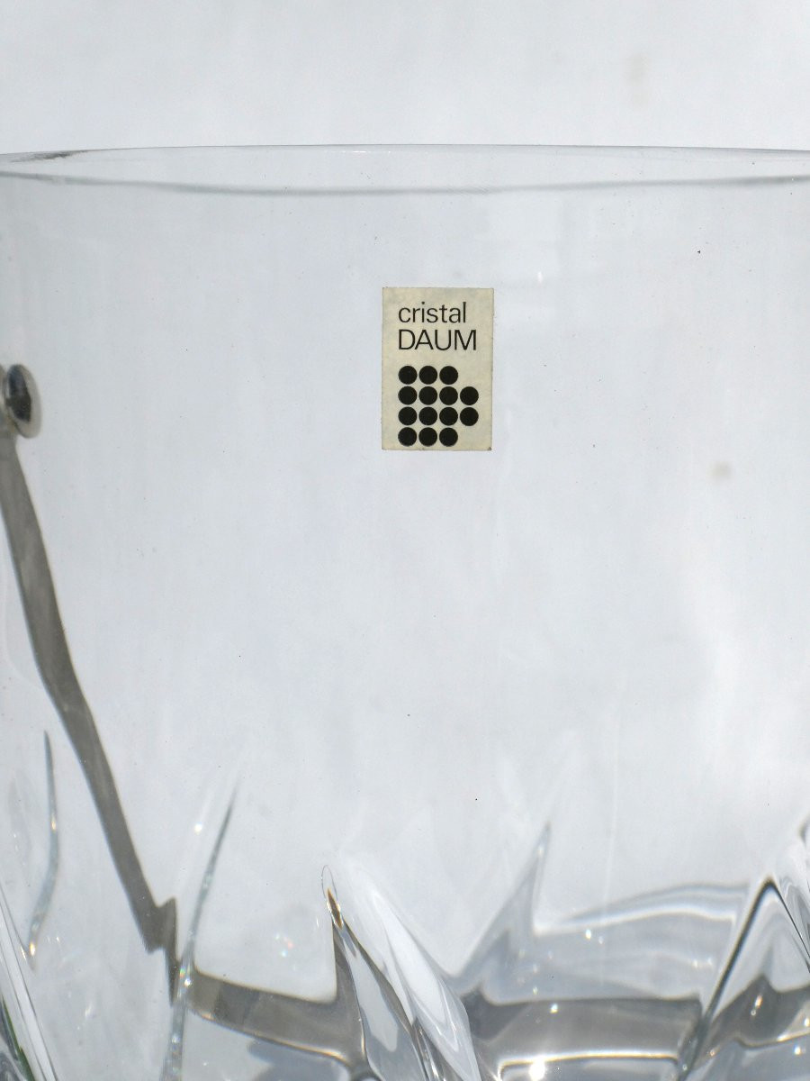 Daum Crystal Champagne Bucket, France; Ice Cubes, Art Deco, Modernist Bléneau / Blanzey-photo-2