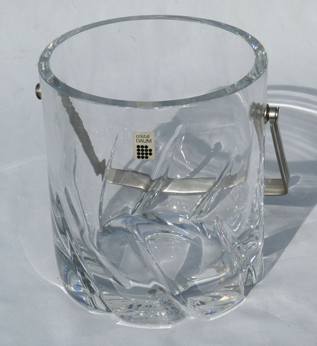 Daum Crystal Champagne Bucket, France; Ice Cubes, Art Deco, Modernist Bléneau / Blanzey-photo-4