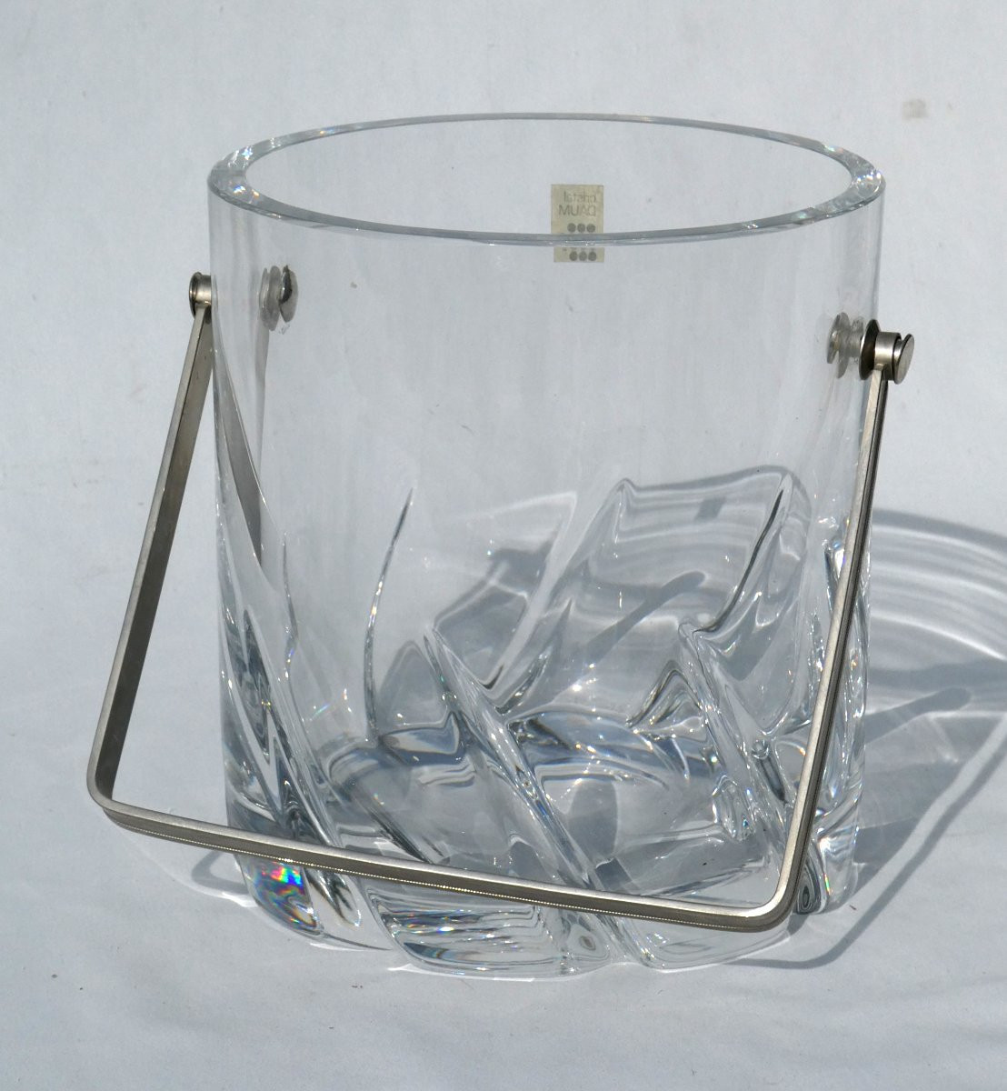 Daum Crystal Champagne Bucket, France; Ice Cubes, Art Deco, Modernist Bléneau / Blanzey-photo-1