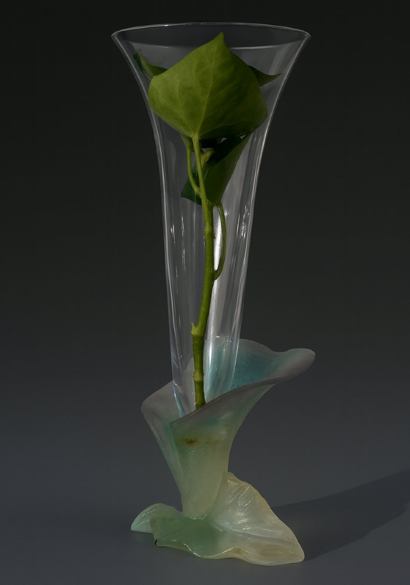 Glass Paste And Crystal Vase, Signed Daum France, Arum Model, Flowers, Soliflore-photo-2