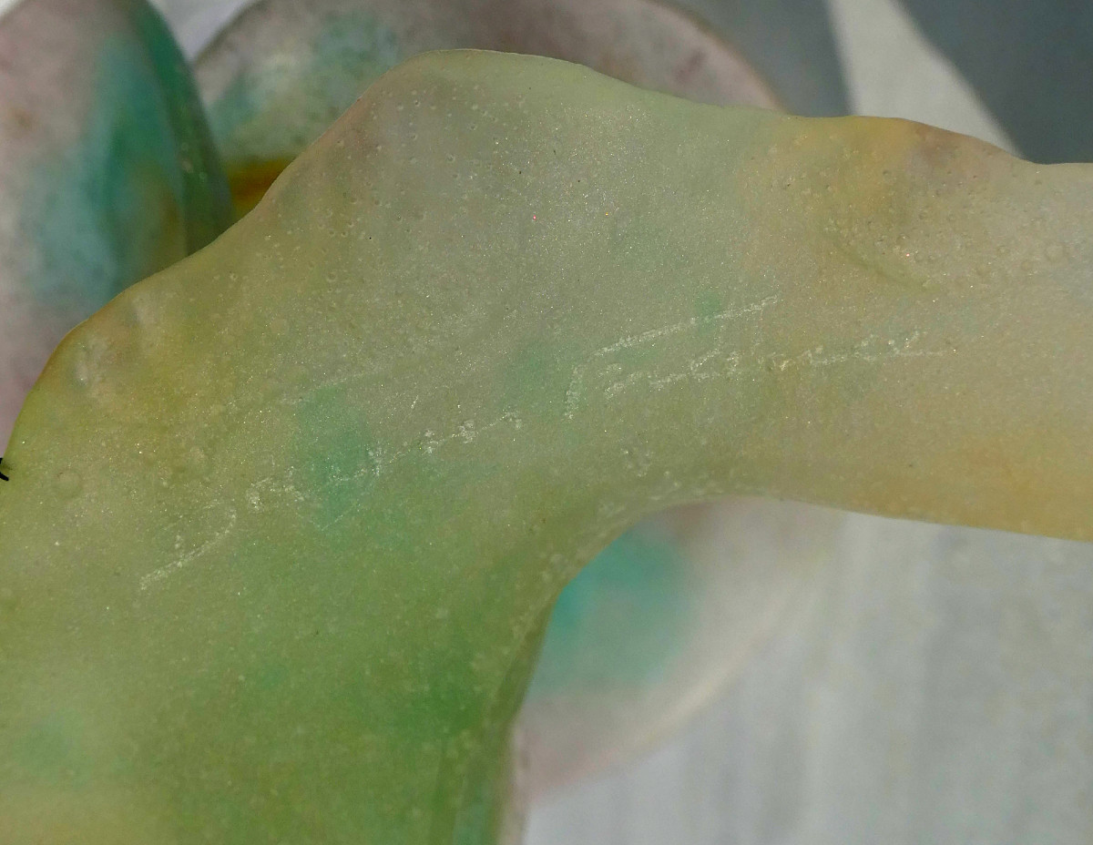 Glass Paste And Crystal Vase, Signed Daum France, Arum Model, Flowers, Soliflore-photo-1