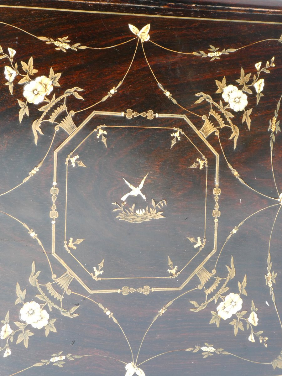 Charles X Period Liquor Cabinet, Mahogany, Baccarat Crystal, Doves, 19th Century, Decanters-photo-4