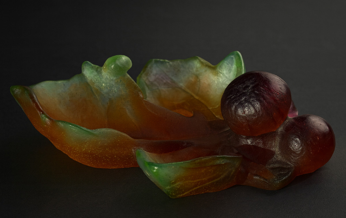 Vide Poche En Pate De Cristal , Daum France , Decor à L'Escargot , Style Art Nouveau -photo-3