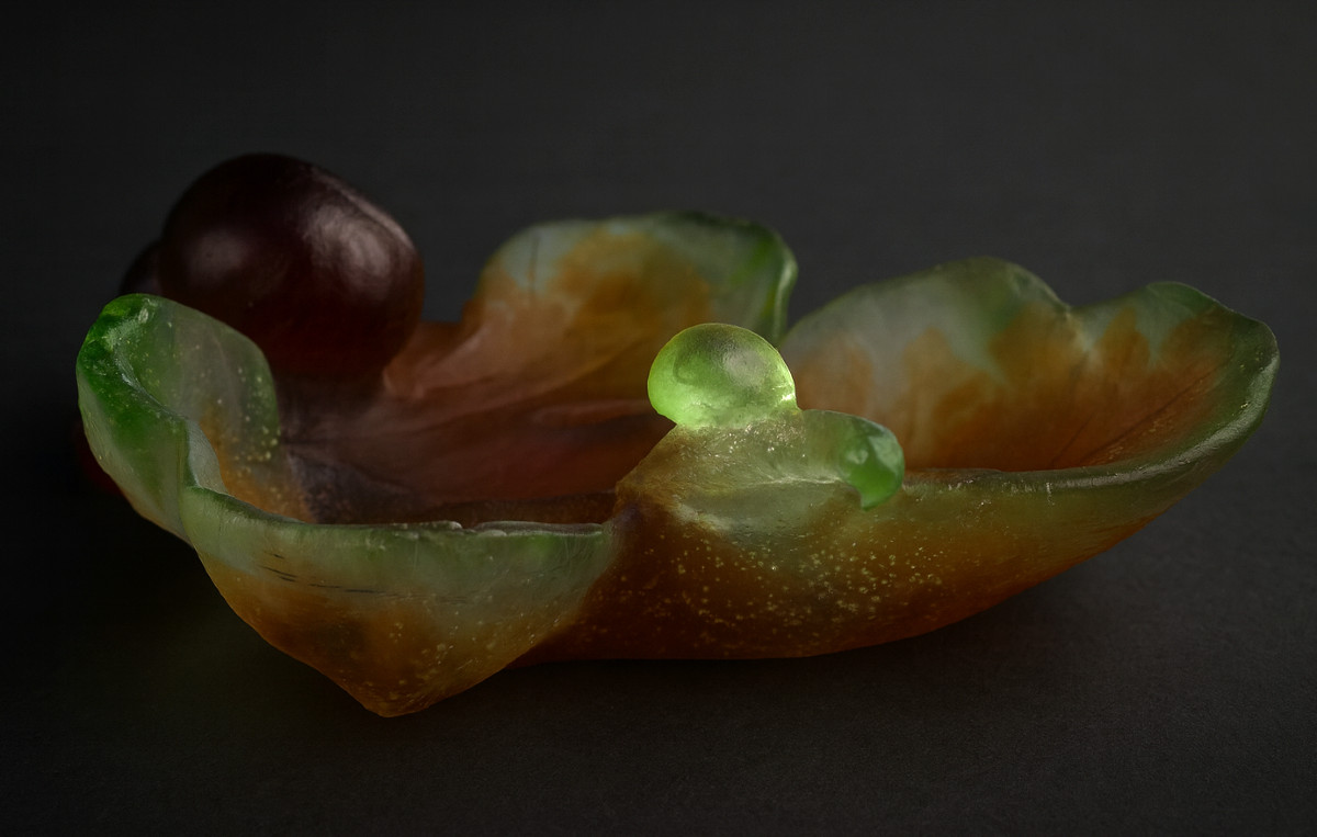 Vide Poche En Pate De Cristal , Daum France , Decor à L'Escargot , Style Art Nouveau -photo-4