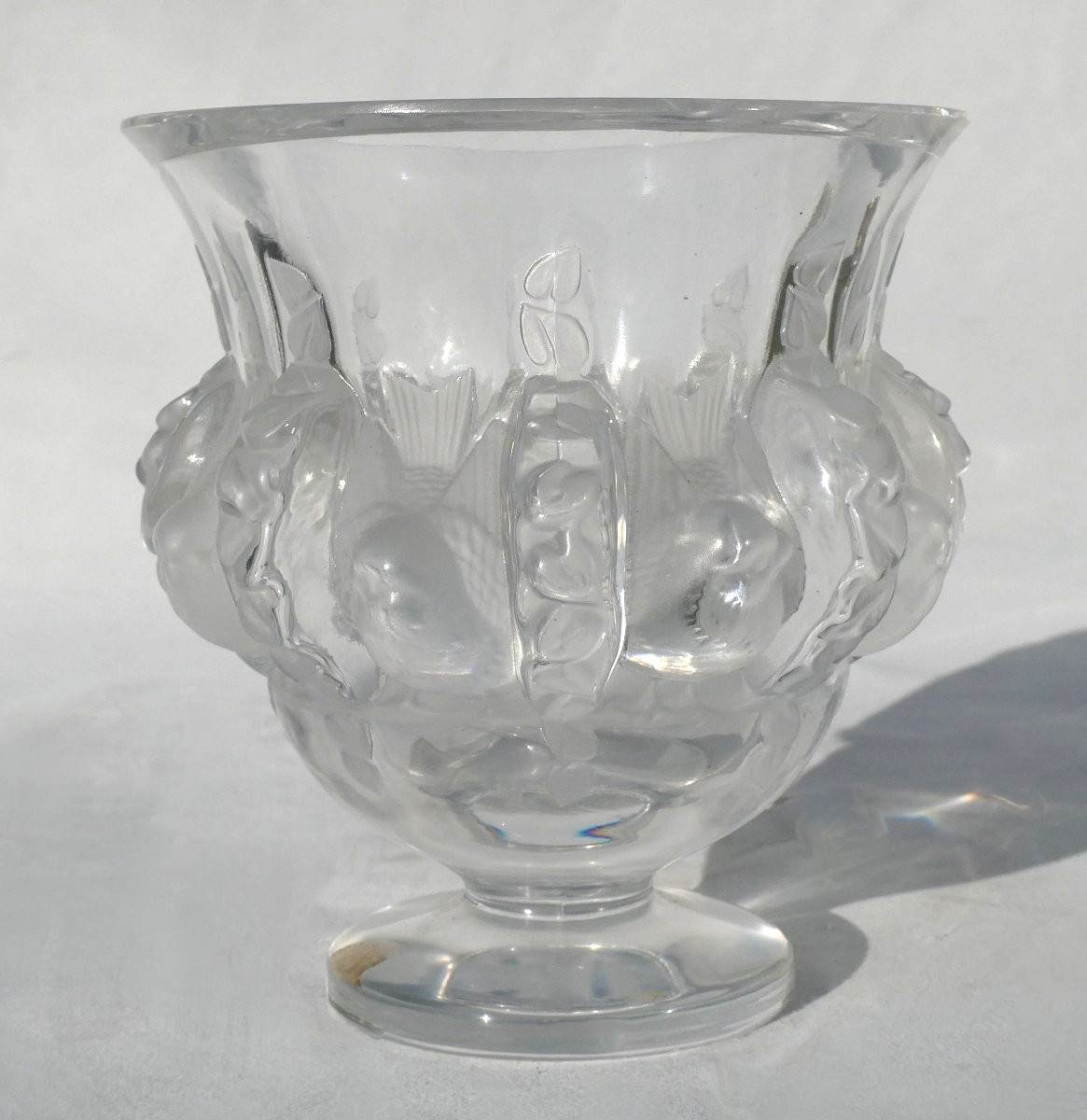 Vase En Cristal , Marc Lalique , Decor D'oiseaux , Dampierre , 1948 , Moineaux Art Deco-photo-2