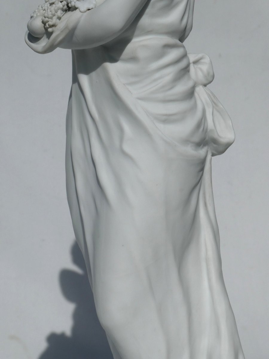 Large Sculpture In Natural Biscuit Porcelain, Napoleon III Period, 19th Century, Young Woman In Drapery -photo-1