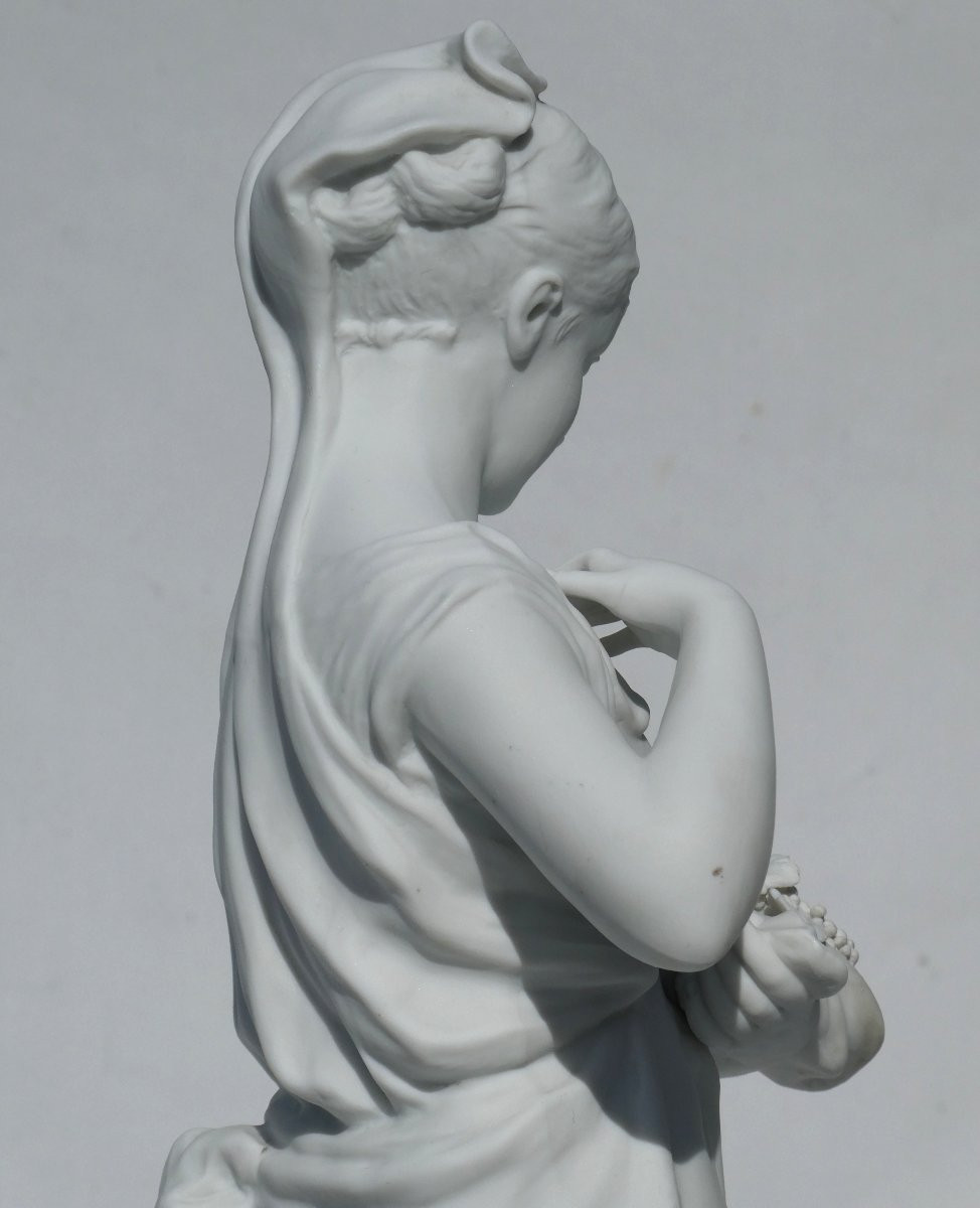 Large Sculpture In Natural Biscuit Porcelain, Napoleon III Period, 19th Century, Young Woman In Drapery -photo-5