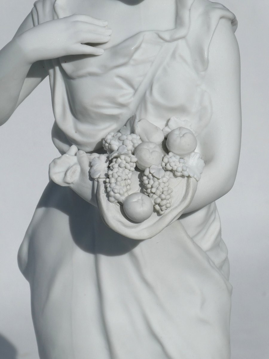 Large Sculpture In Natural Biscuit Porcelain, Napoleon III Period, 19th Century, Young Woman In Drapery -photo-7