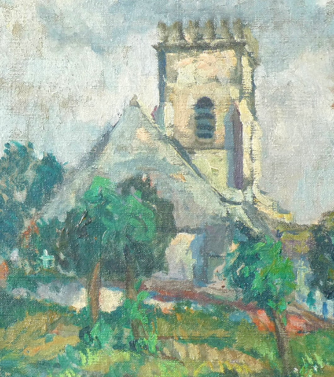 Huile Sur Toile Peinture Post Impressionniste , Signée Yvonne Deldicque , Flandres Nord Hainaut-photo-2