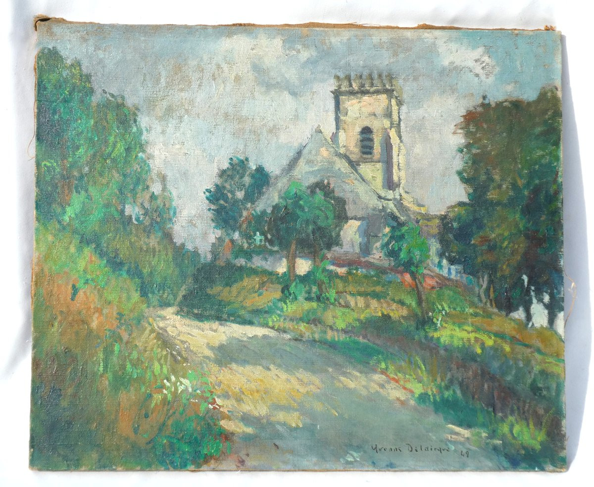 Huile Sur Toile Peinture Post Impressionniste , Signée Yvonne Deldicque , Flandres Nord Hainaut-photo-4