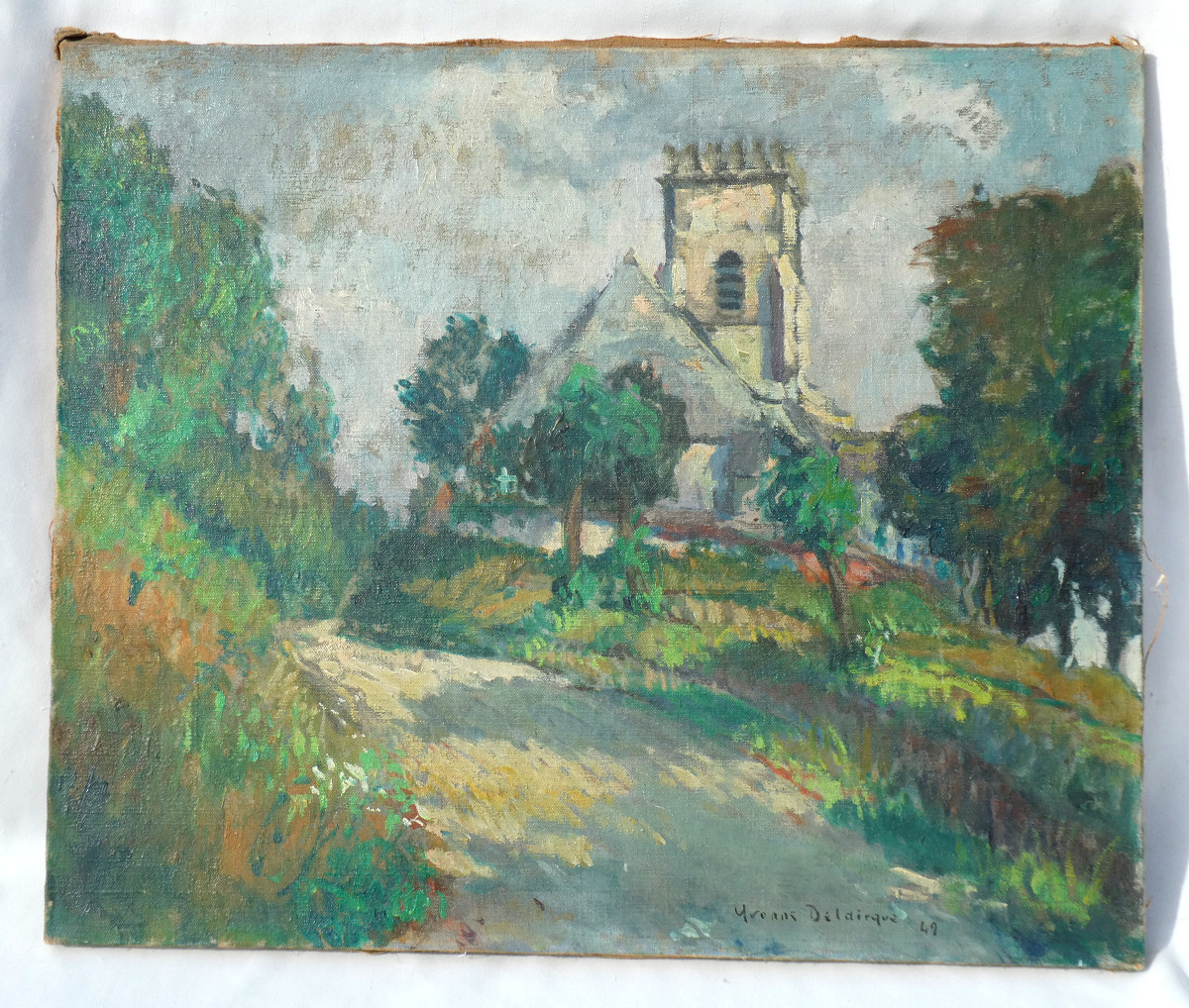 Huile Sur Toile Peinture Post Impressionniste , Signée Yvonne Deldicque , Flandres Nord Hainaut