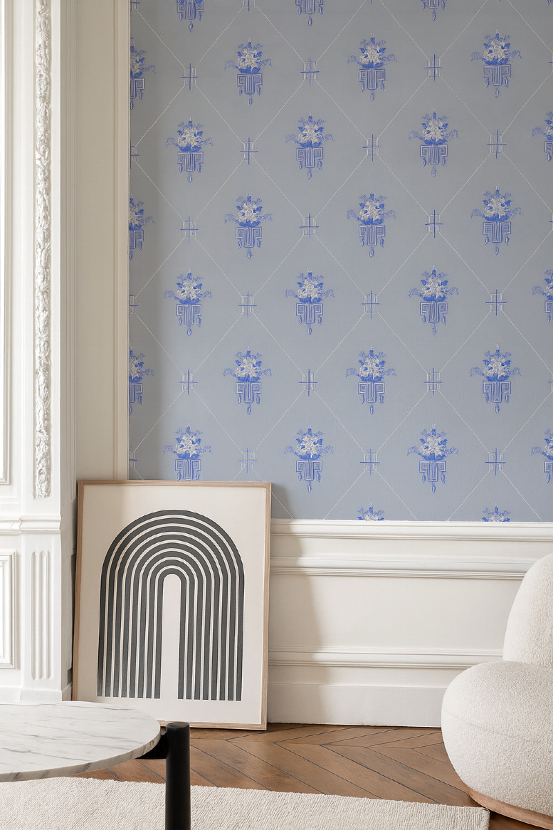 Wallpaper Roll, Art Nouveau, 19th Century, Length, Flowers, 1900, Decorative Arts, Camaieu-photo-2