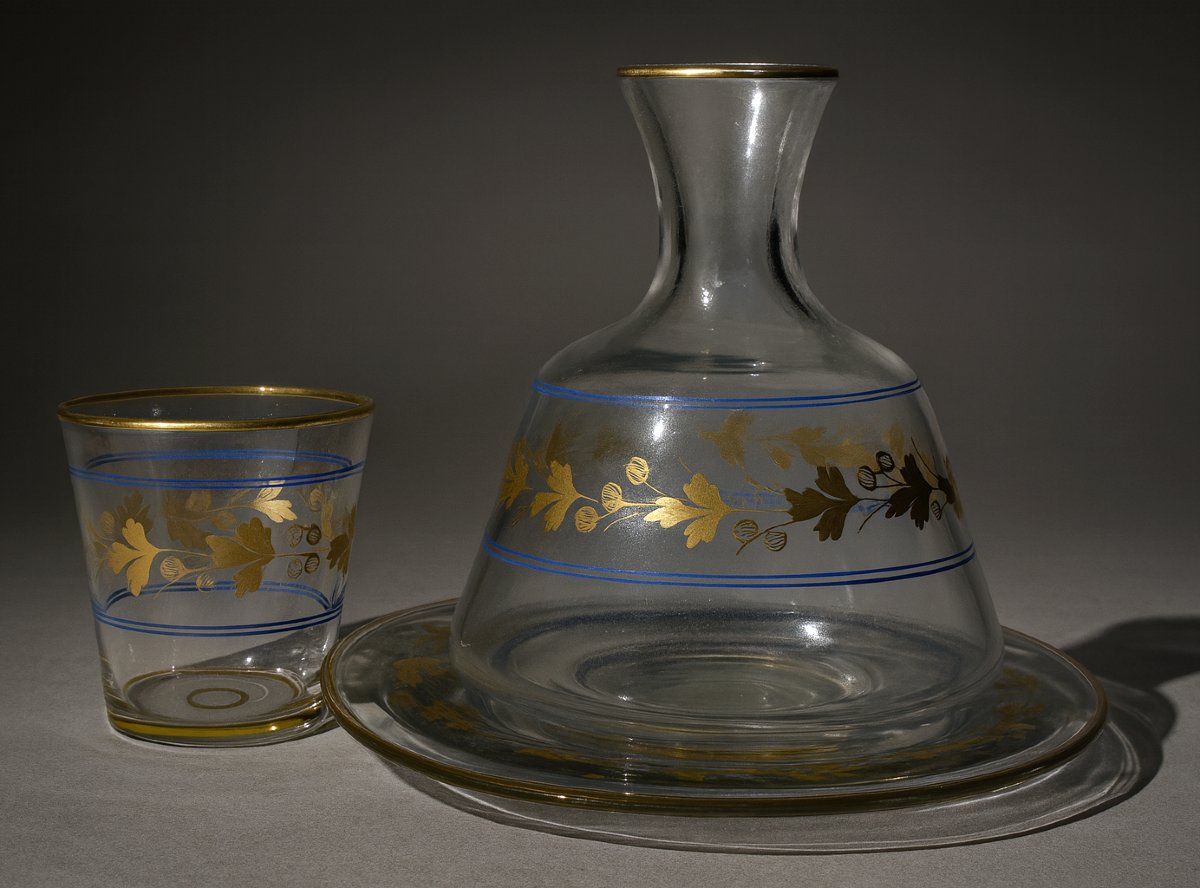 Carafe De Nuit , Epoque Napoleon III , Cristal XIXe , Dorure , Service à Eau , Baccarat-photo-3
