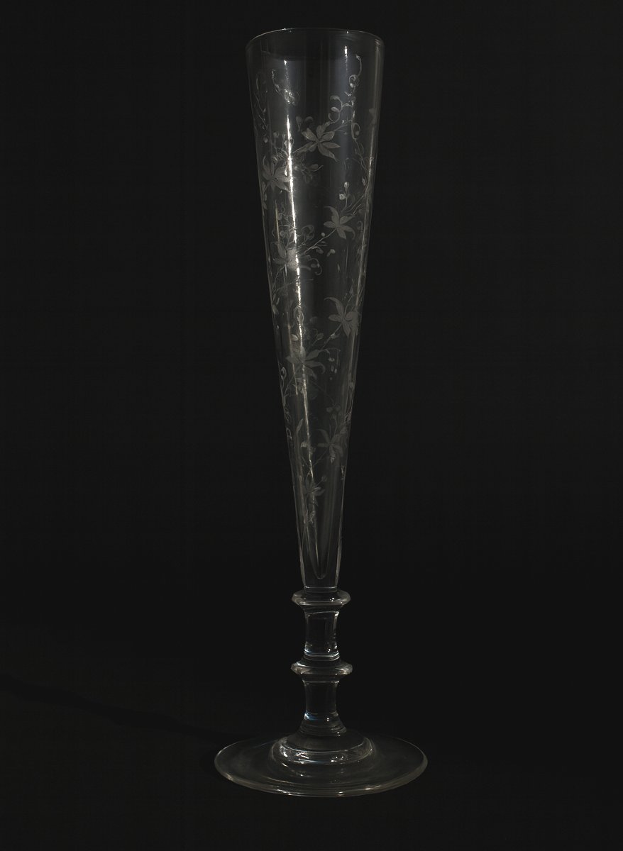 Set Of 6 Baccarat Engraved Crystal Flutes, 19th Century, For Vodka, Liqueur, And Other Drinks. -photo-1