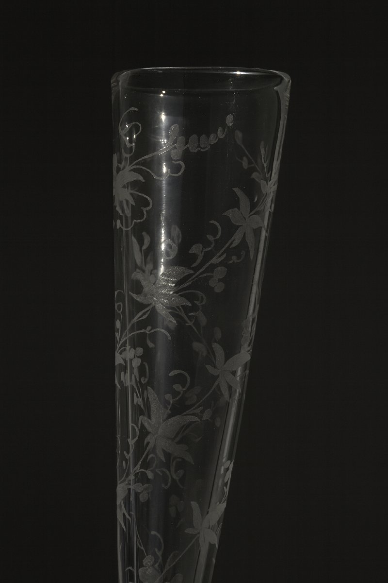 Set Of 6 Baccarat Engraved Crystal Flutes, 19th Century, For Vodka, Liqueur, And Other Drinks. -photo-2