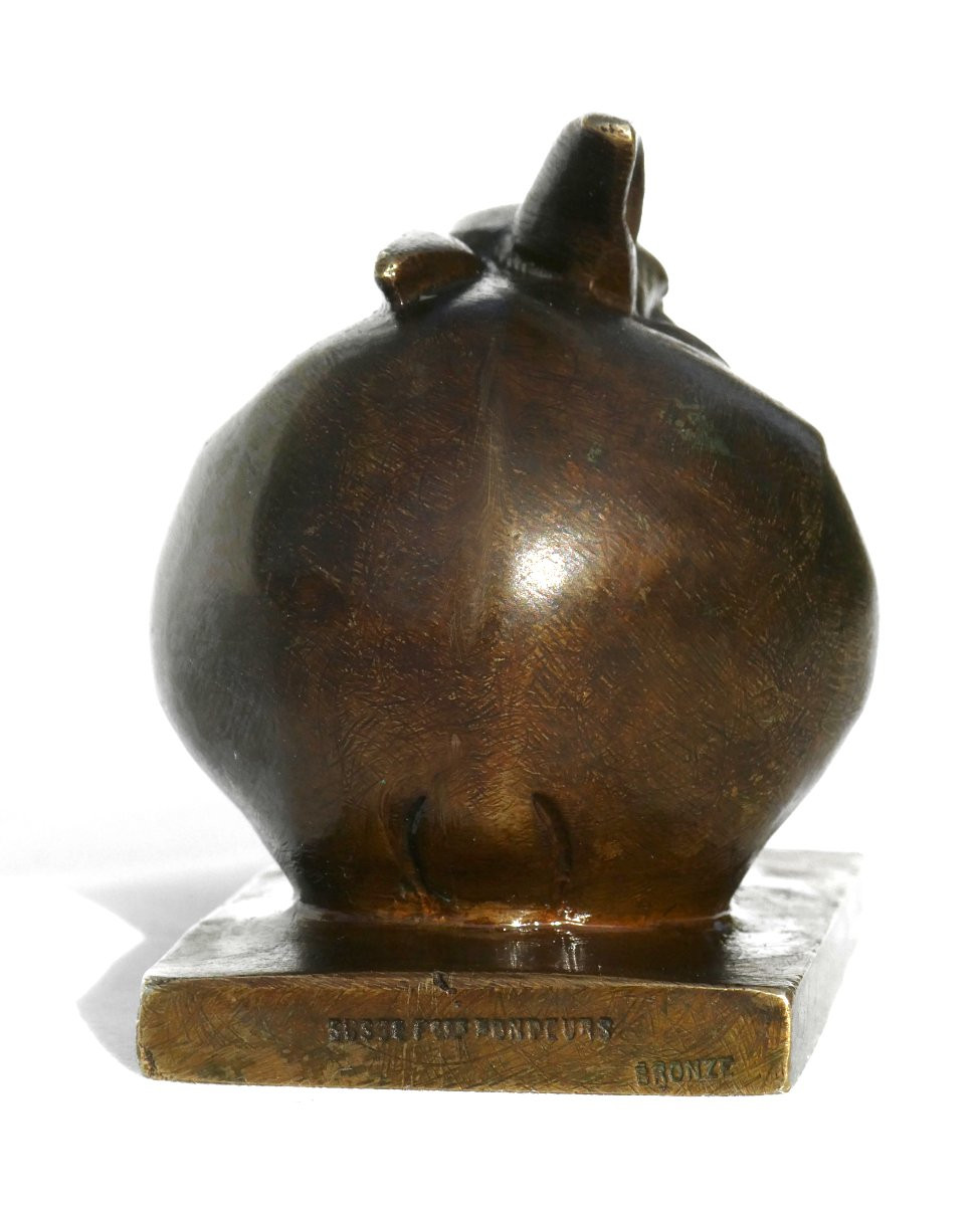 Bronze Sculpture, Jeweled Rabbit, Raised Ear, Edouard Marcel Sandoz, Animal Subject -photo-3