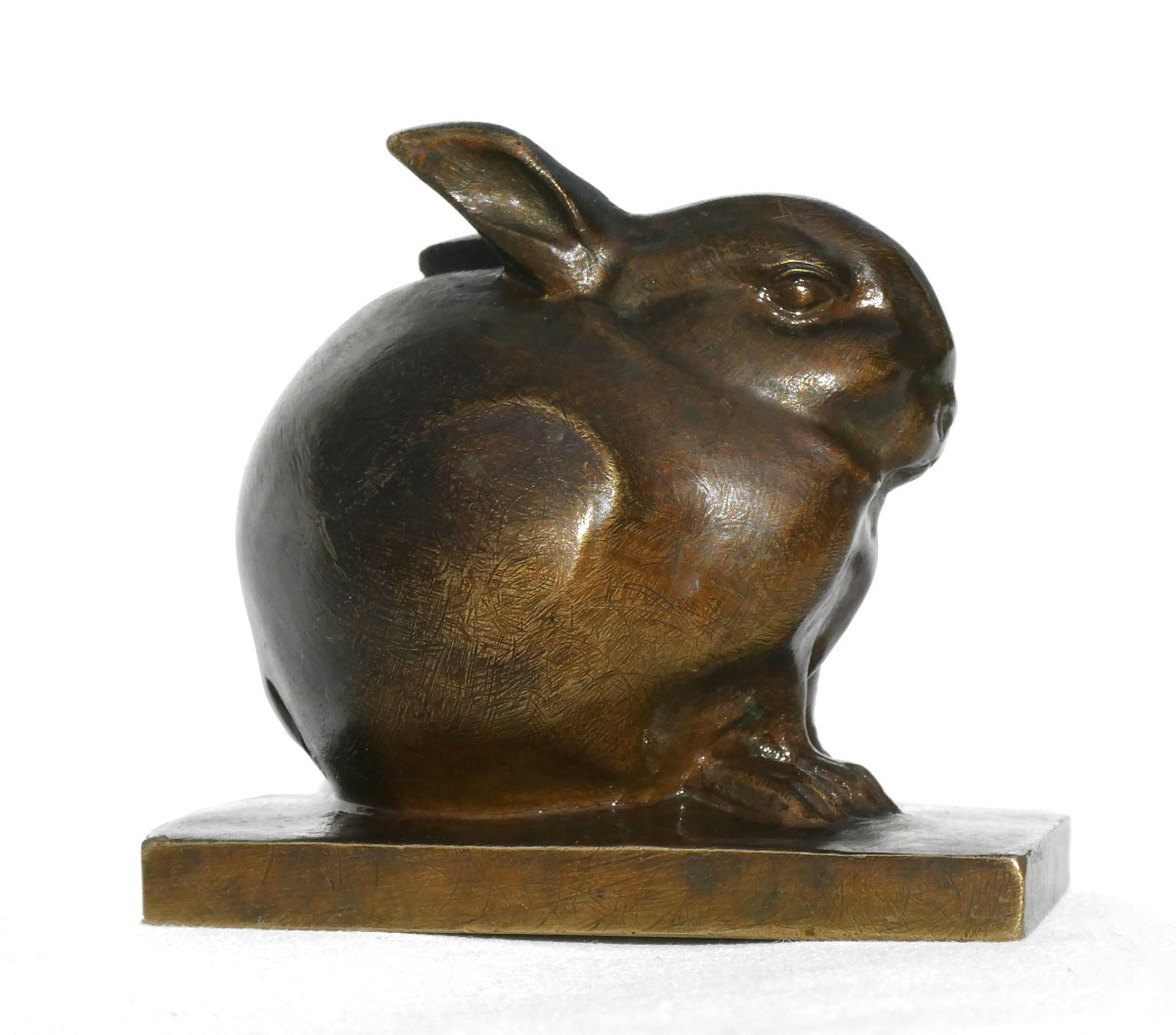 Bronze Sculpture, Jeweled Rabbit, Raised Ear, Edouard Marcel Sandoz, Animal Subject 