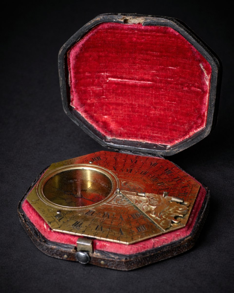 Butterfield-type Sundial, 18th Century, Signed Claude Langlois, Case, Compass 1750-photo-3