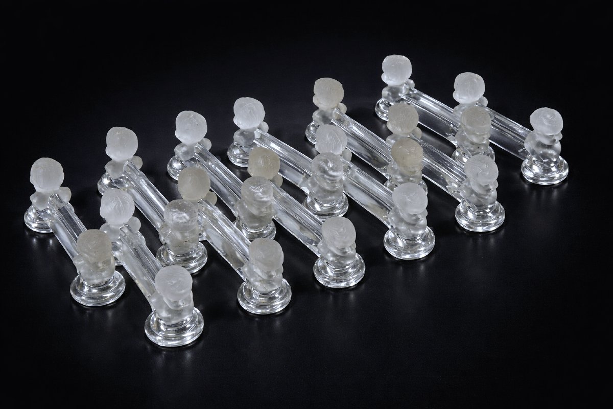 Set Of 12 Baccarat Crystal Knife Rests, King Of Rome / Child By Houdon, 19th Century-photo-4