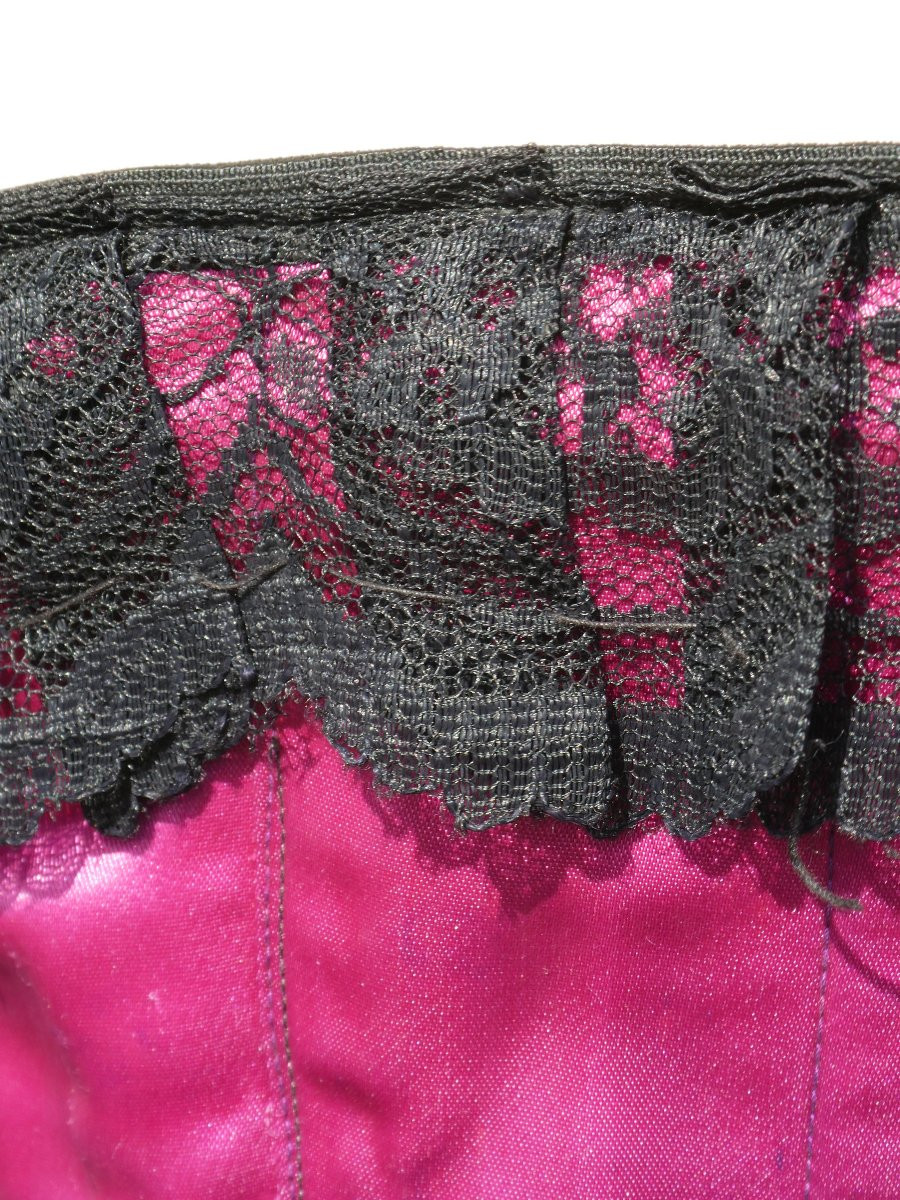 Corset De Femme Vers 1910 , Soie Pourpre , Lingerie Belle Epoque , 1900 , Costume  Dentelle-photo-4