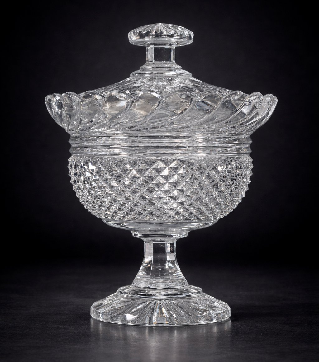 Bonbon Pot/jam Dish In Creusot/vonêche/baccart Crystal, 19th Century, Charles X Style-photo-2