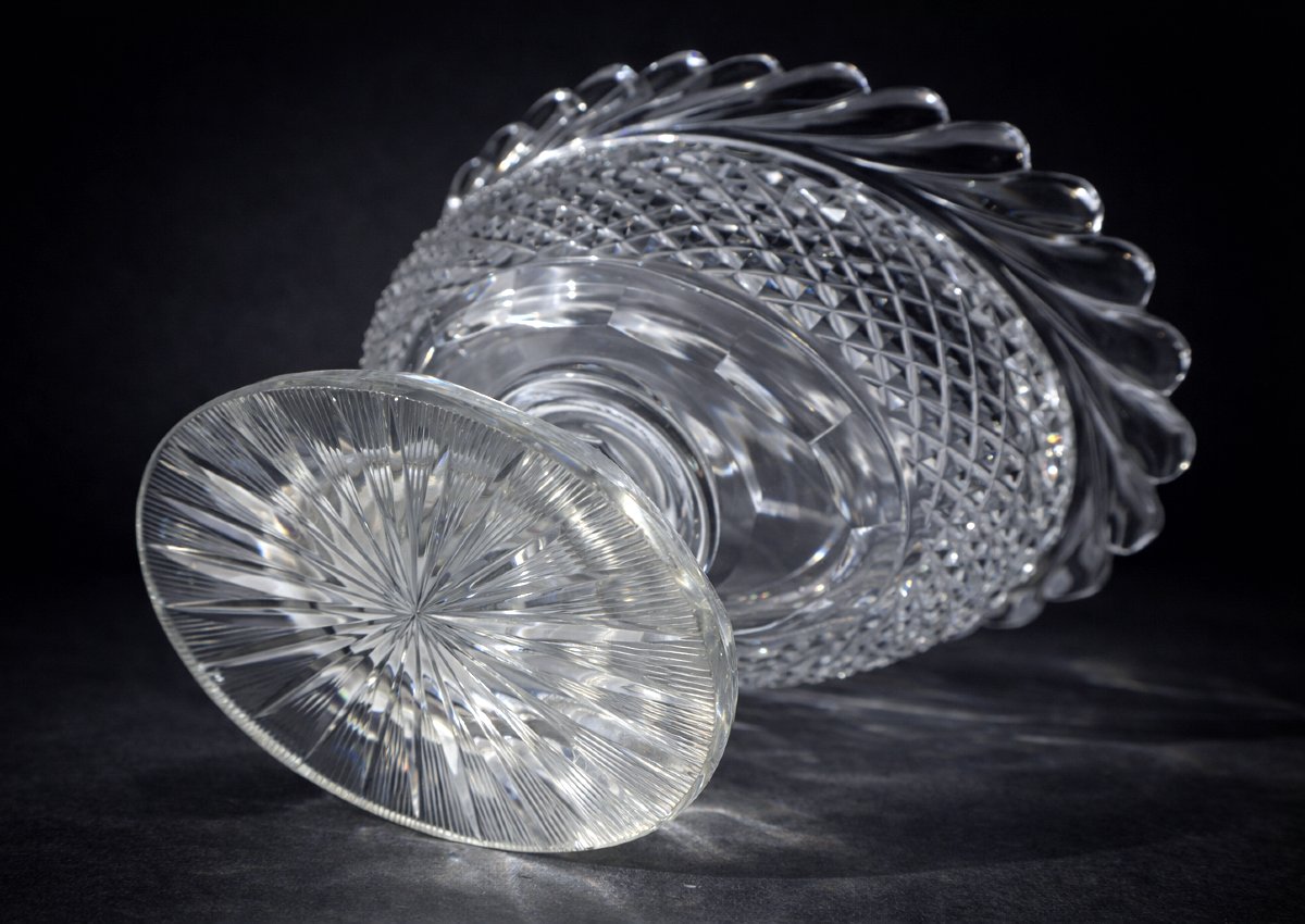 Bonbon Pot/jam Dish In Creusot/vonêche/baccart Crystal, 19th Century, Charles X Style-photo-3