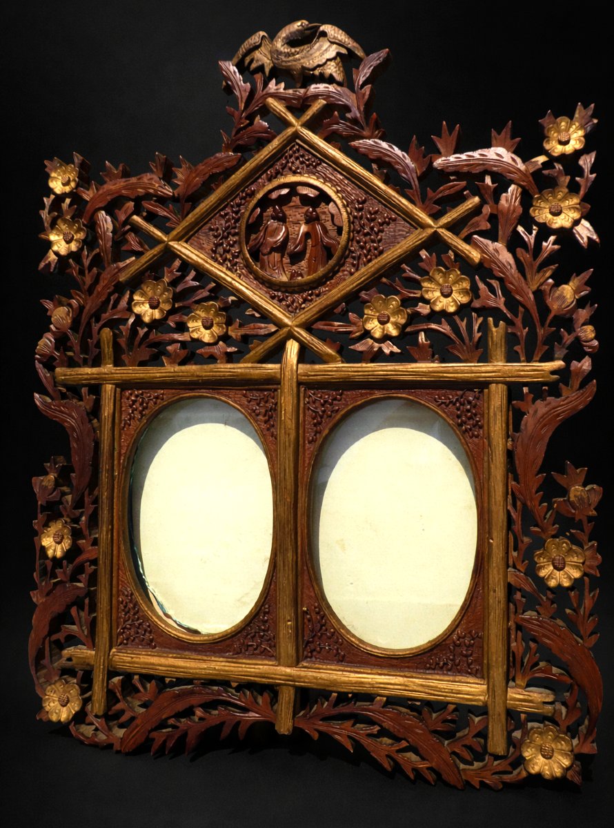 Double View Photo Frame, Carved Wood In The Style Of Gabriel Viardot, Napoleon III 19th Century, China/asia-photo-4