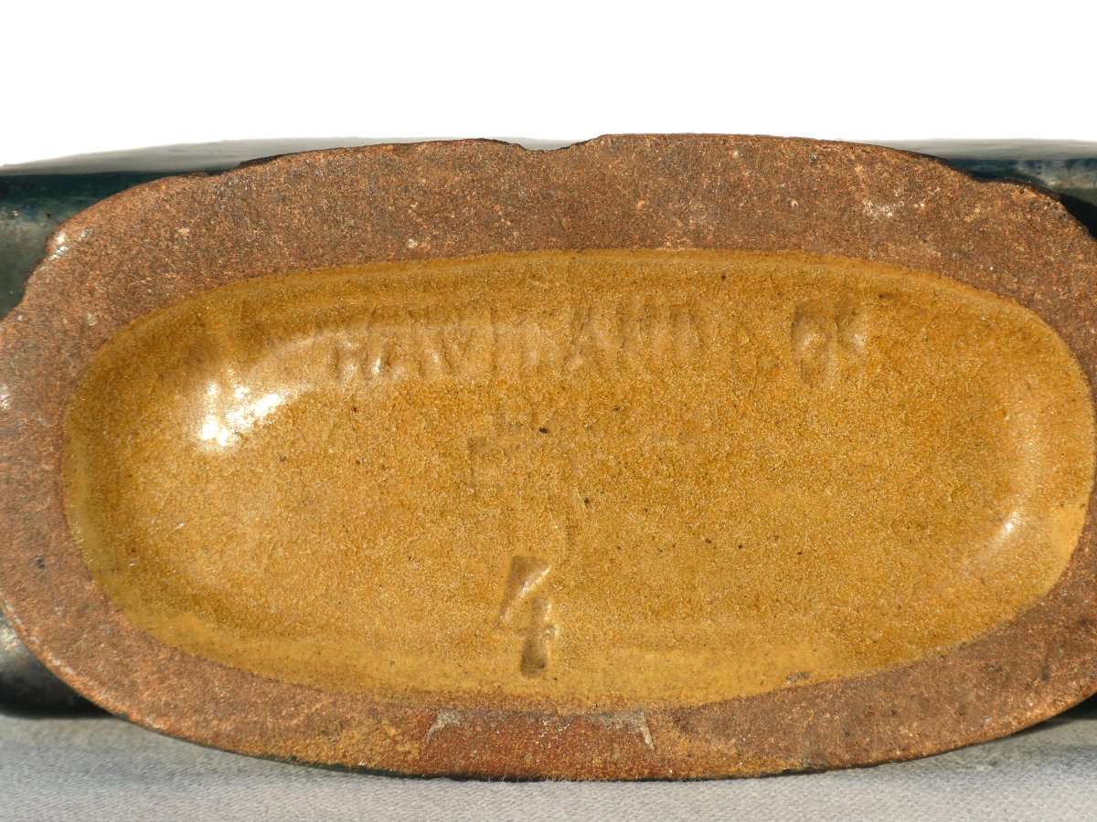 Vase Impressionniste , Haviland and Co , Signé Édouard Dammouse , Barbotine XIXe 1870 Auteuil-photo-2