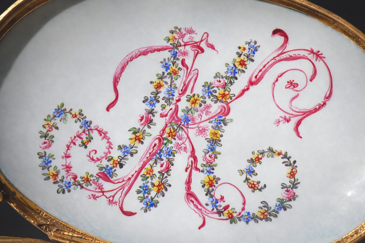 Grande tabatiere XVIIIe siecle , Boite Email De Limoges , Decor De Pieces , Boite Navette 1770-photo-3