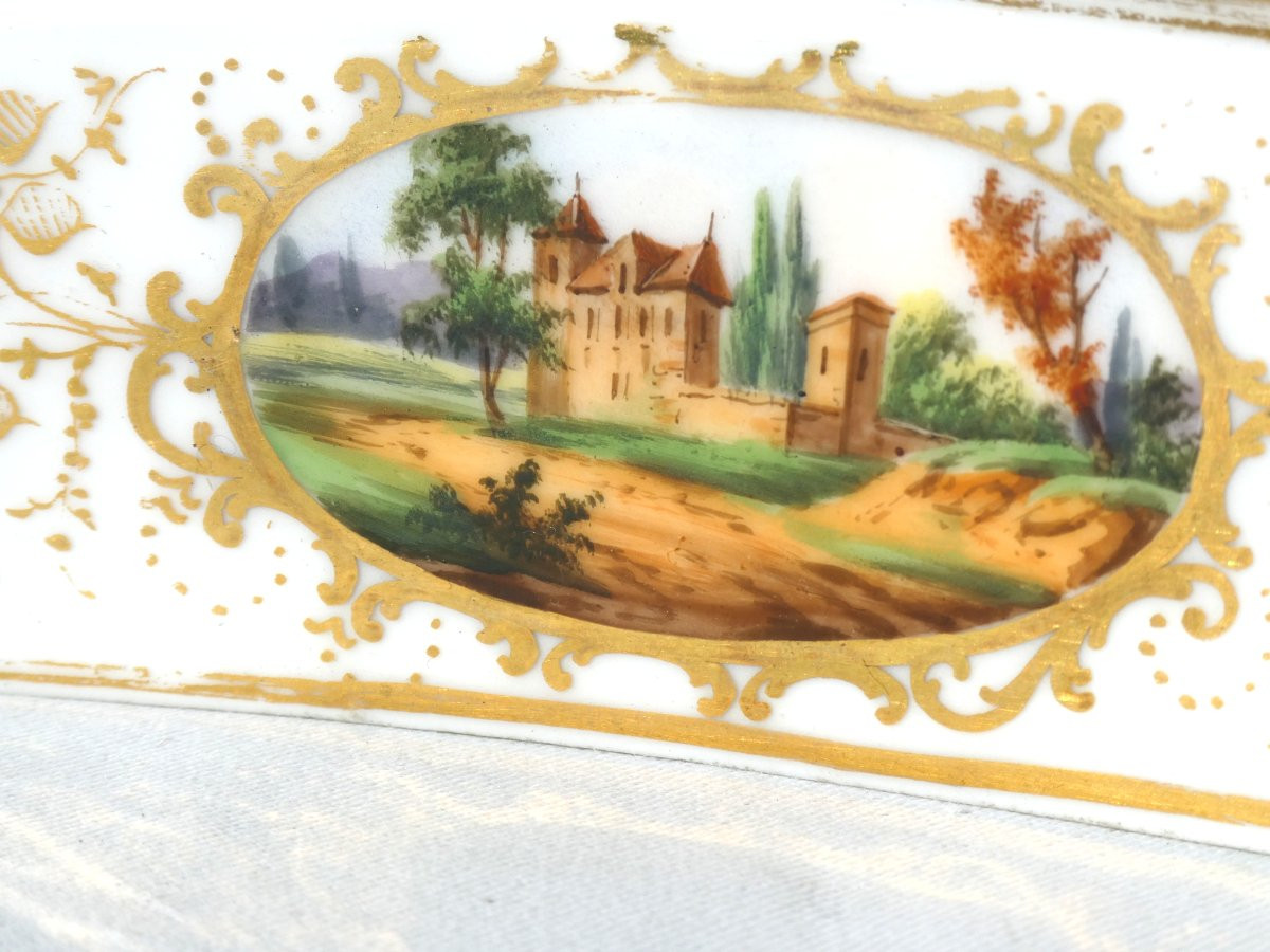 Grand Serviteur Muet En Porcelaine De Paris Epoque Napoleon III Decor Peint d'Oiseaux & Fleurs-photo-8