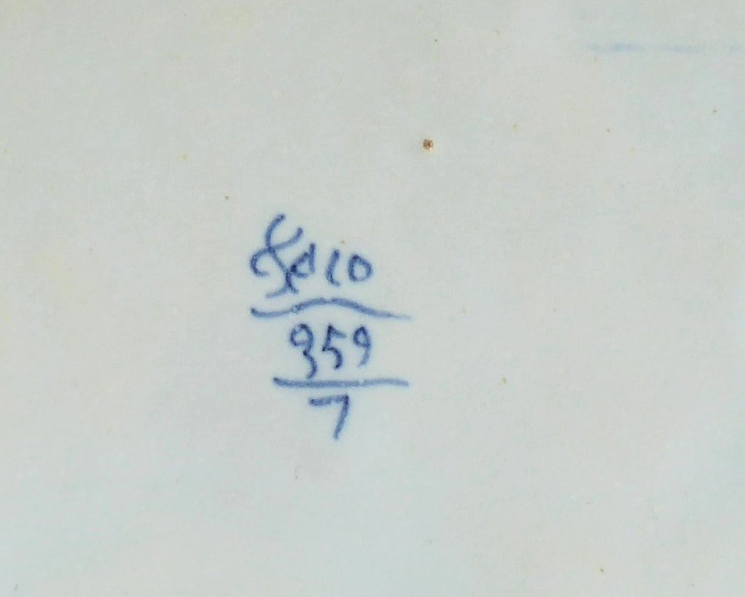 19th Century Desvres Faience Desk Inkwell With Gilt Bronze, Shades Of Blue, 18th Century Delft Style-photo-1