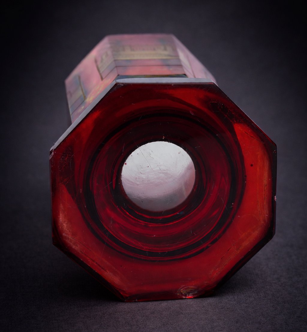 Verre De Curiste XIXe , Napoleon III , Cristal De Boheme Rouge Grenat , Andenne Souvenir-photo-2