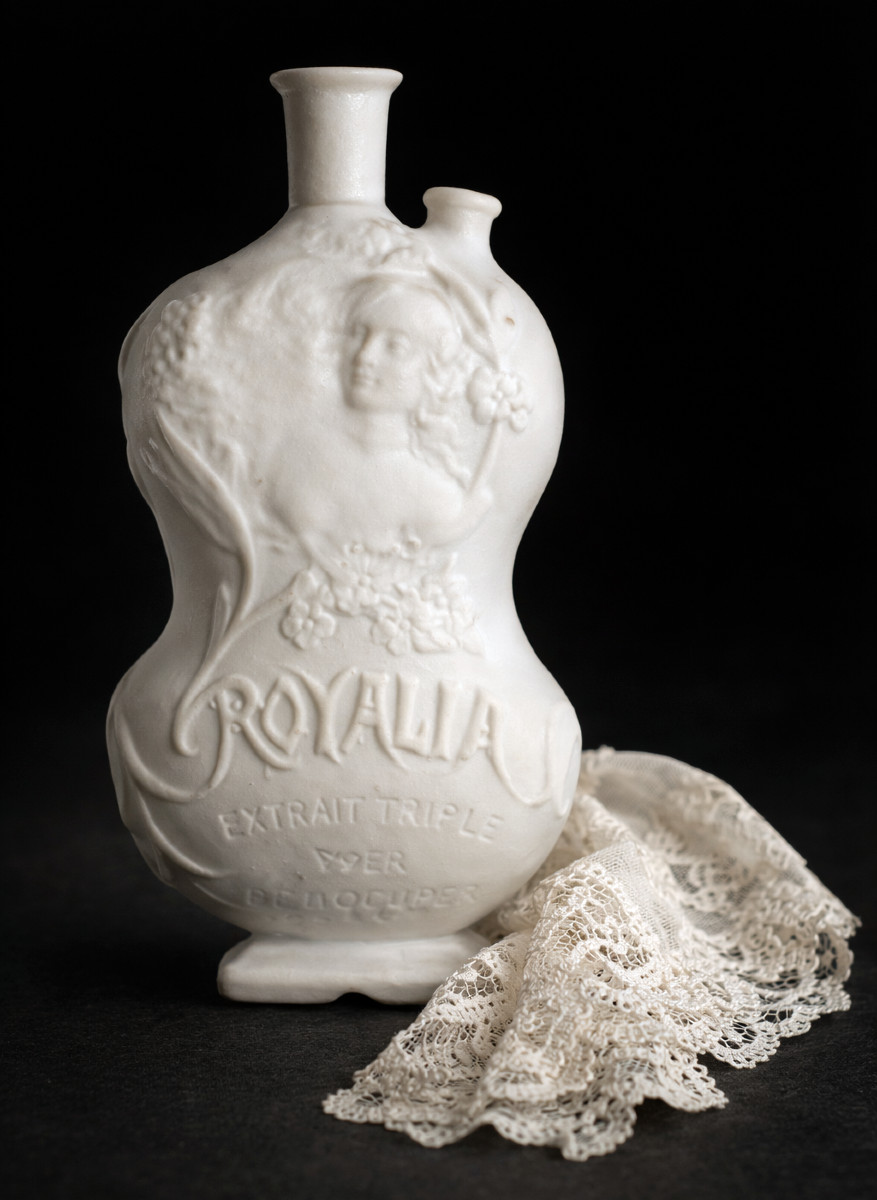 Royalia Perfume Bottle For Biscuit Handkerchief, Art Nouveau Era, 1900s Biscuit, 19th Century Vial