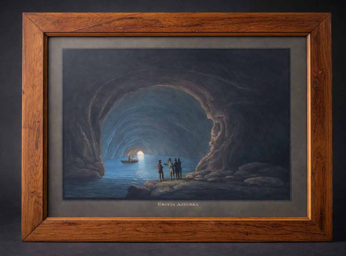 Large Neapolitan Gouache Souvenir Of The Grand Tour, 19th Century, Eruption Of Mount Vesuvius, 1820, Italy-photo-2