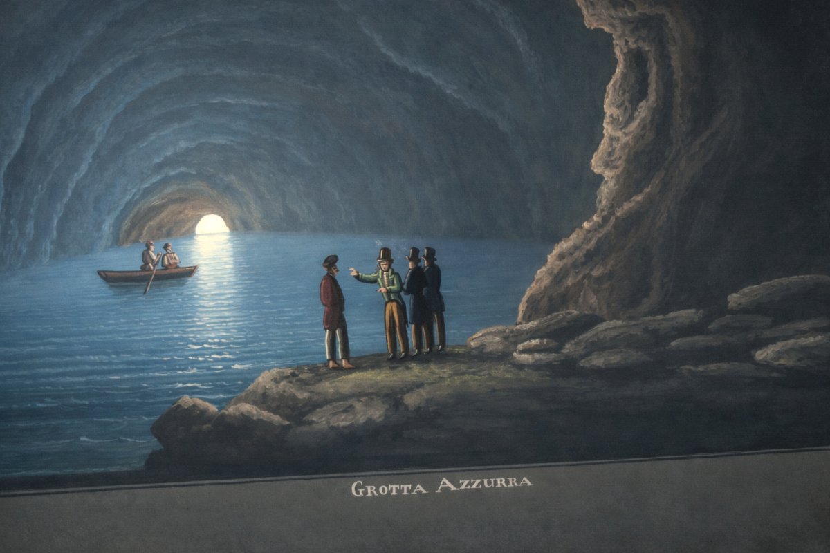 Large Neapolitan Gouache Souvenir Of The Grand Tour, 19th Century, Eruption Of Mount Vesuvius, 1820, Italy-photo-3