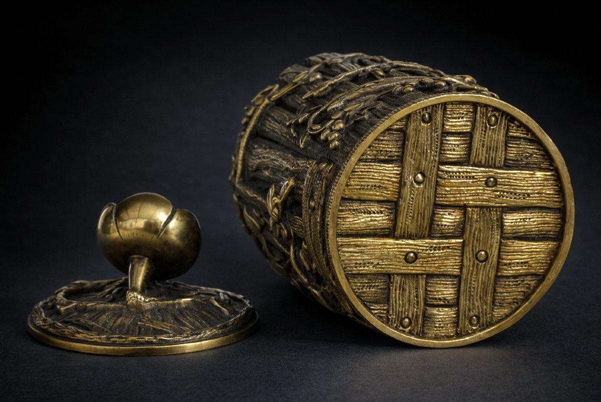 Boite à Fard , Coffret Naturaliste En Bronze , Epoque Art Nouveau , Insectes , Pot à Thé XIXe-photo-3