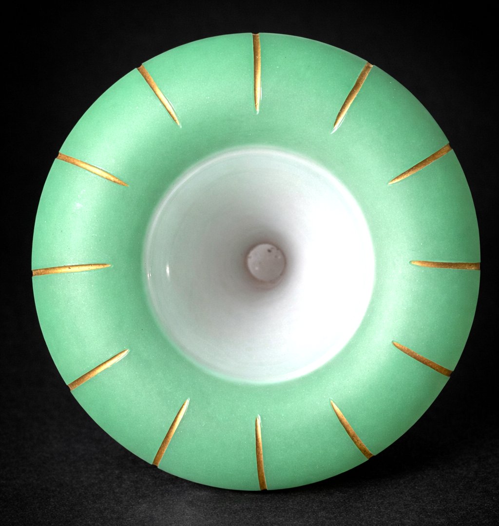 Porte Ananas En Opaline Charles X , Serpent & Palmier , XIXe , Baccarat -photo-2