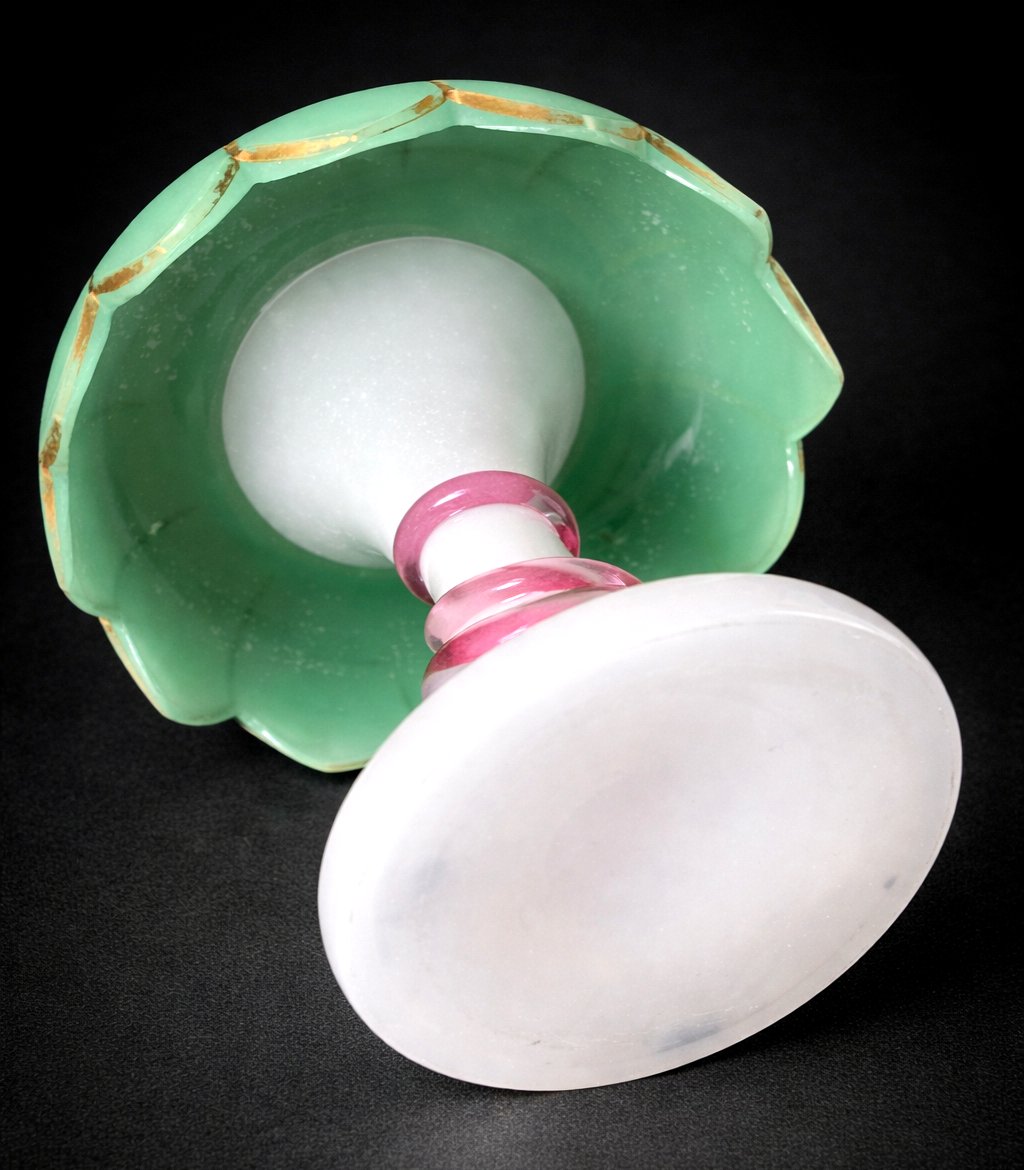 Porte Ananas En Opaline Charles X , Serpent & Palmier , XIXe , Baccarat -photo-2