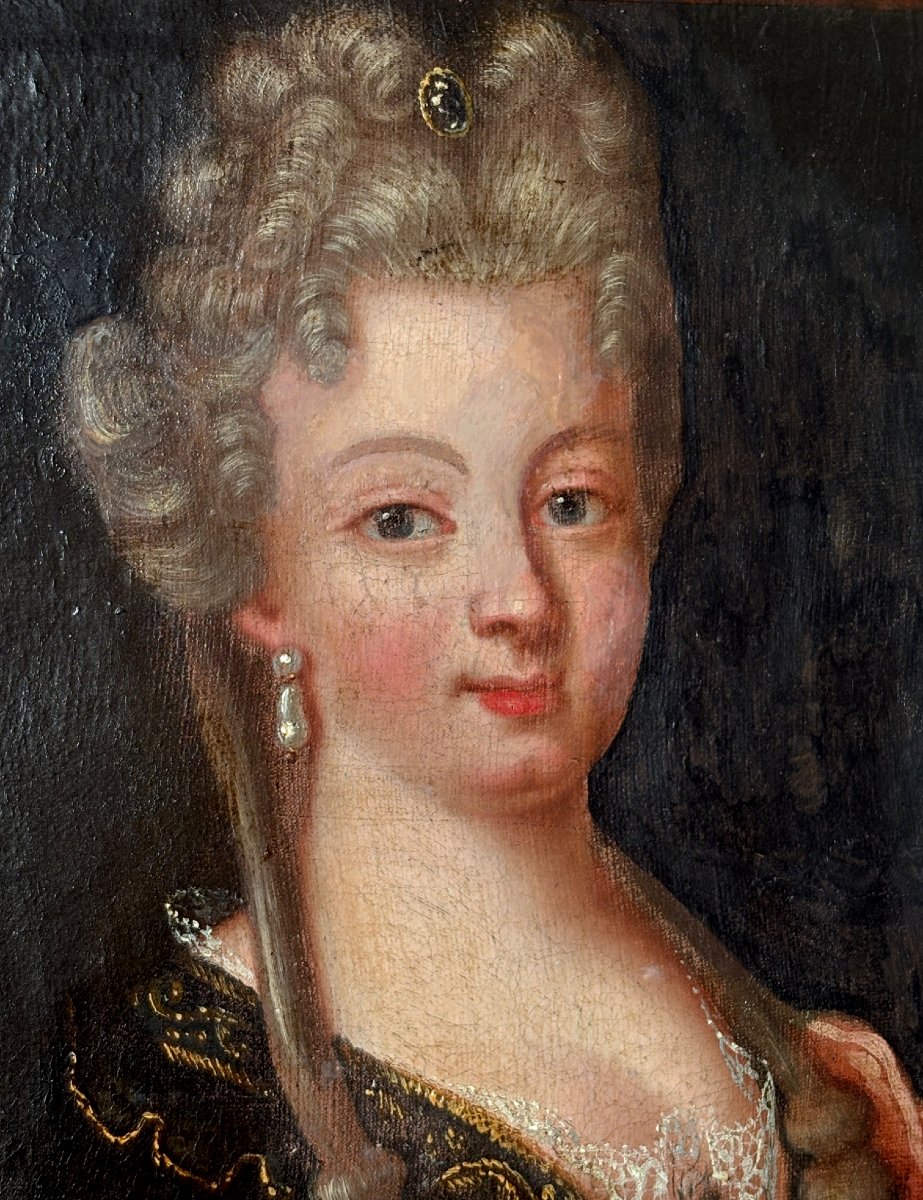 Royal Portrait, Oil On Canvas, 18th Century, Queen Of Spain, Marie-louise Gabrielle Of Savoy-photo-1