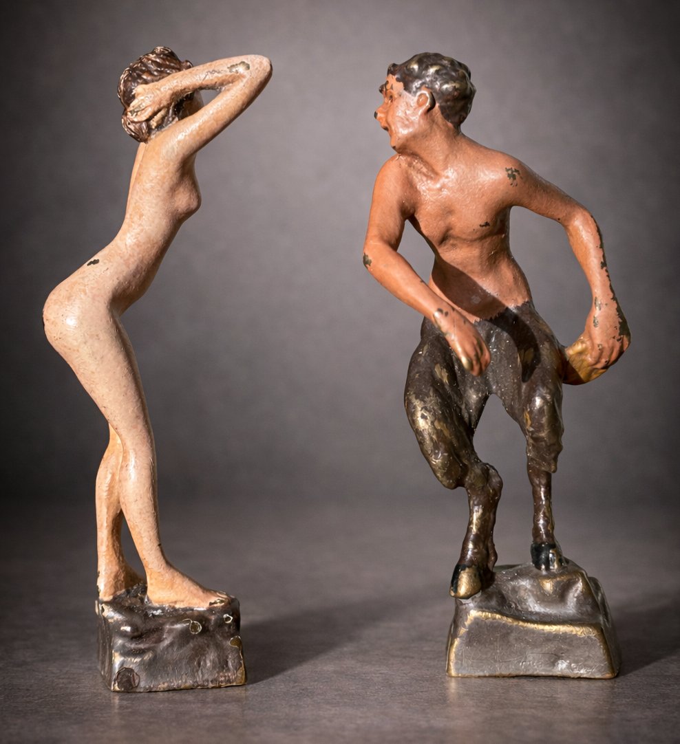 Sculpture Erotique , Bronze de Vienne , Satyre XIXe , Franz Xavier Bergmann , Curiosa , Sujet-photo-2