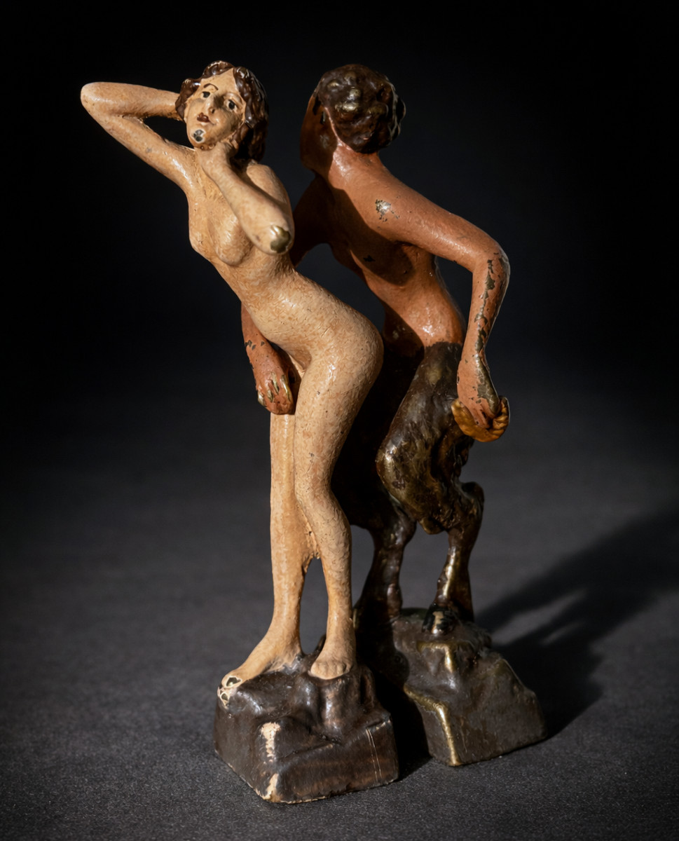 Sculpture Erotique , Bronze de Vienne , Satyre XIXe , Franz Xavier Bergmann , Curiosa , Sujet