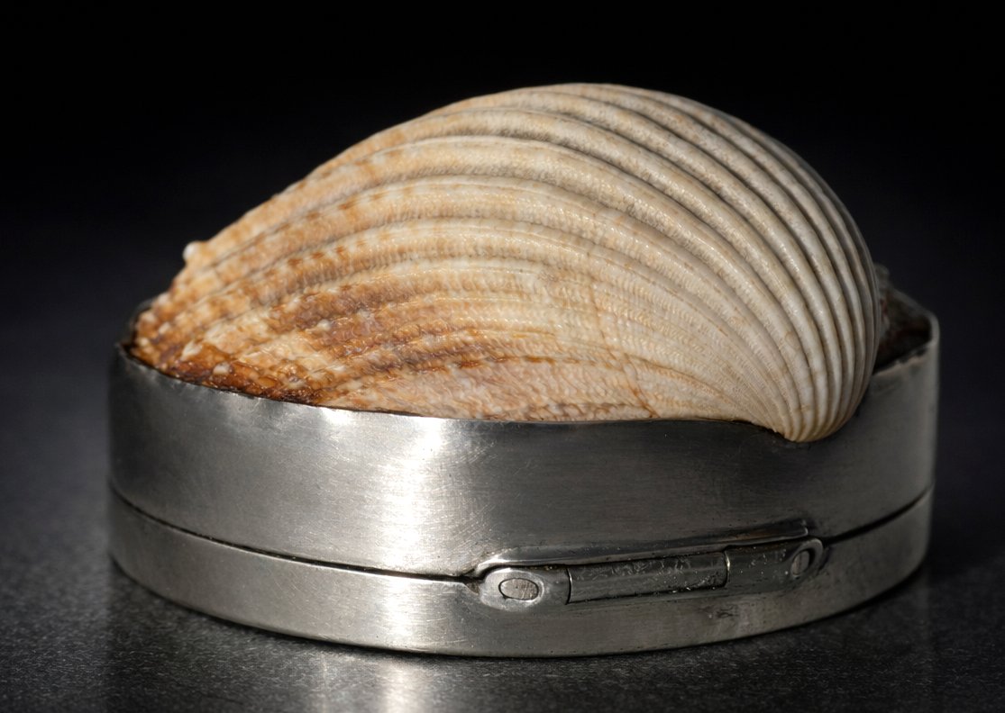 Tabatiere XIXe , Argent massif & nacre , Boite à Pillules , Coquillage , Allemagne -photo-2