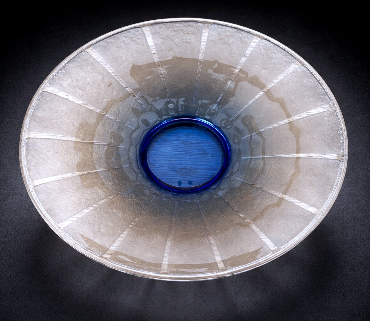 Grande Coupe Centre De Table Verre Degagé à L'acide Art Deco Charles Schneider 1920 1930 Bleu-photo-3