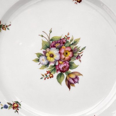 Set Of 12 Paris Porcelain Plates, Napoleon III Period, 19th Century, Flower Bouquets-photo-3