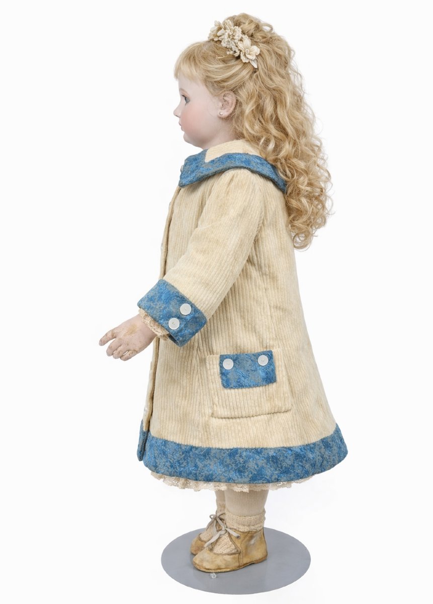 Bustle Dress, Child's Coat, Circa 1880, Corduroy, Doll's Clothes, 19th Century Costume-photo-2